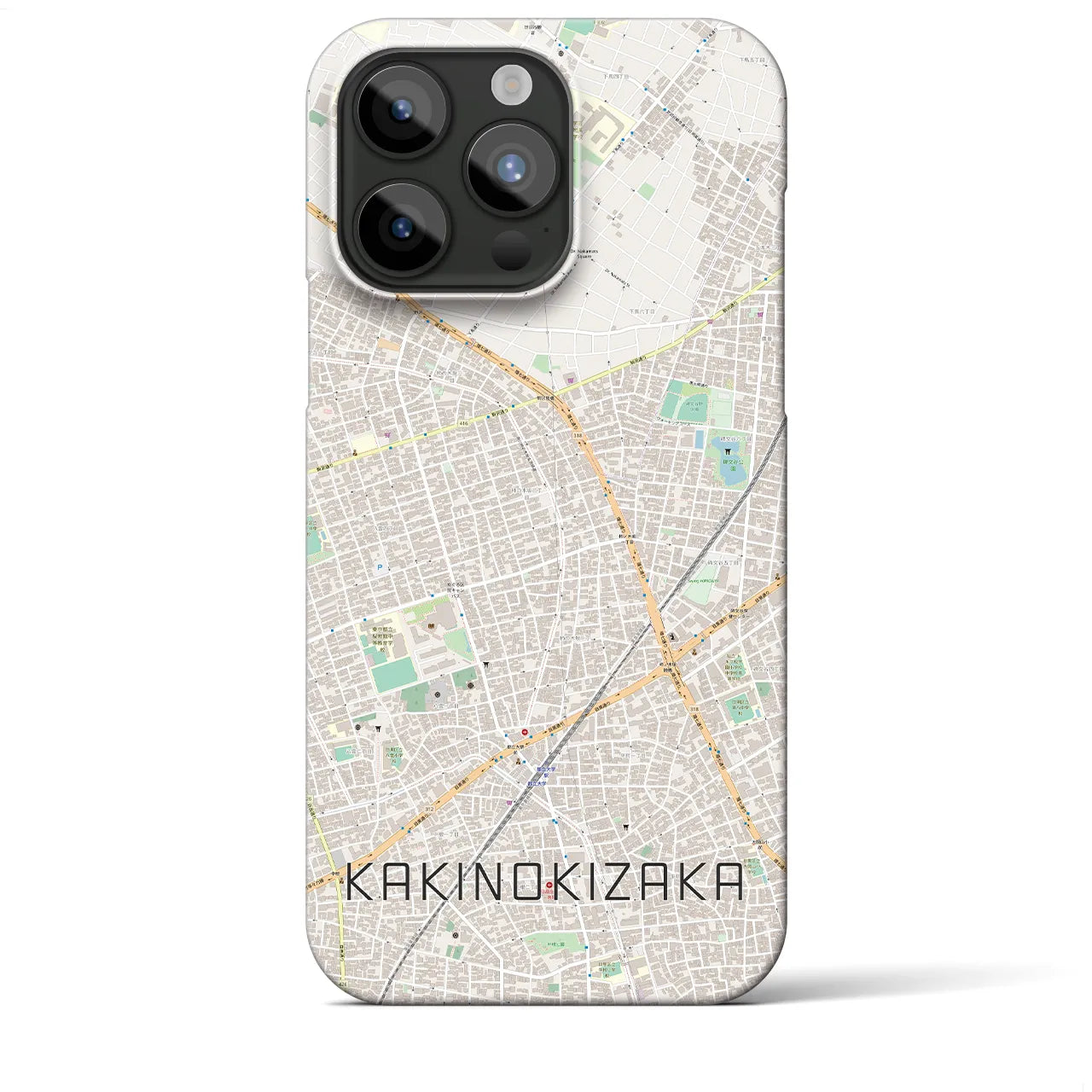 【柿の木坂】地図柄iPhoneケース（バックカバータイプ・ナチュラル）iPhone 15 Pro Max 用