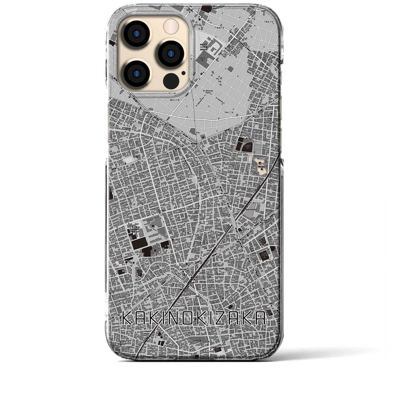 【柿の木坂】地図柄iPhoneケース（クリアタイプ・モノトーン）iPhone 12 Pro Max 用