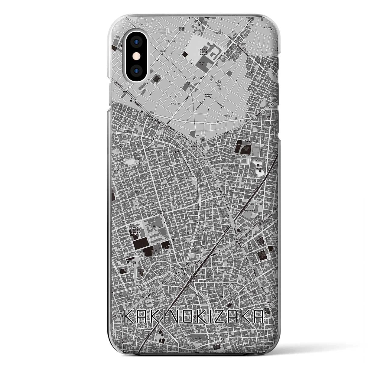 【柿の木坂】地図柄iPhoneケース（クリアタイプ・モノトーン）iPhone XS Max 用