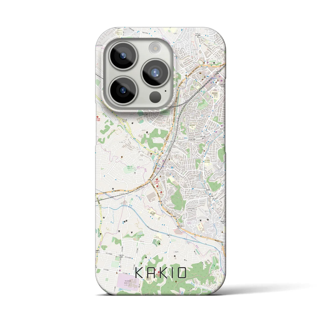 【柿生】地図柄iPhoneケース（バックカバータイプ・ナチュラル）iPhone 15 Pro 用