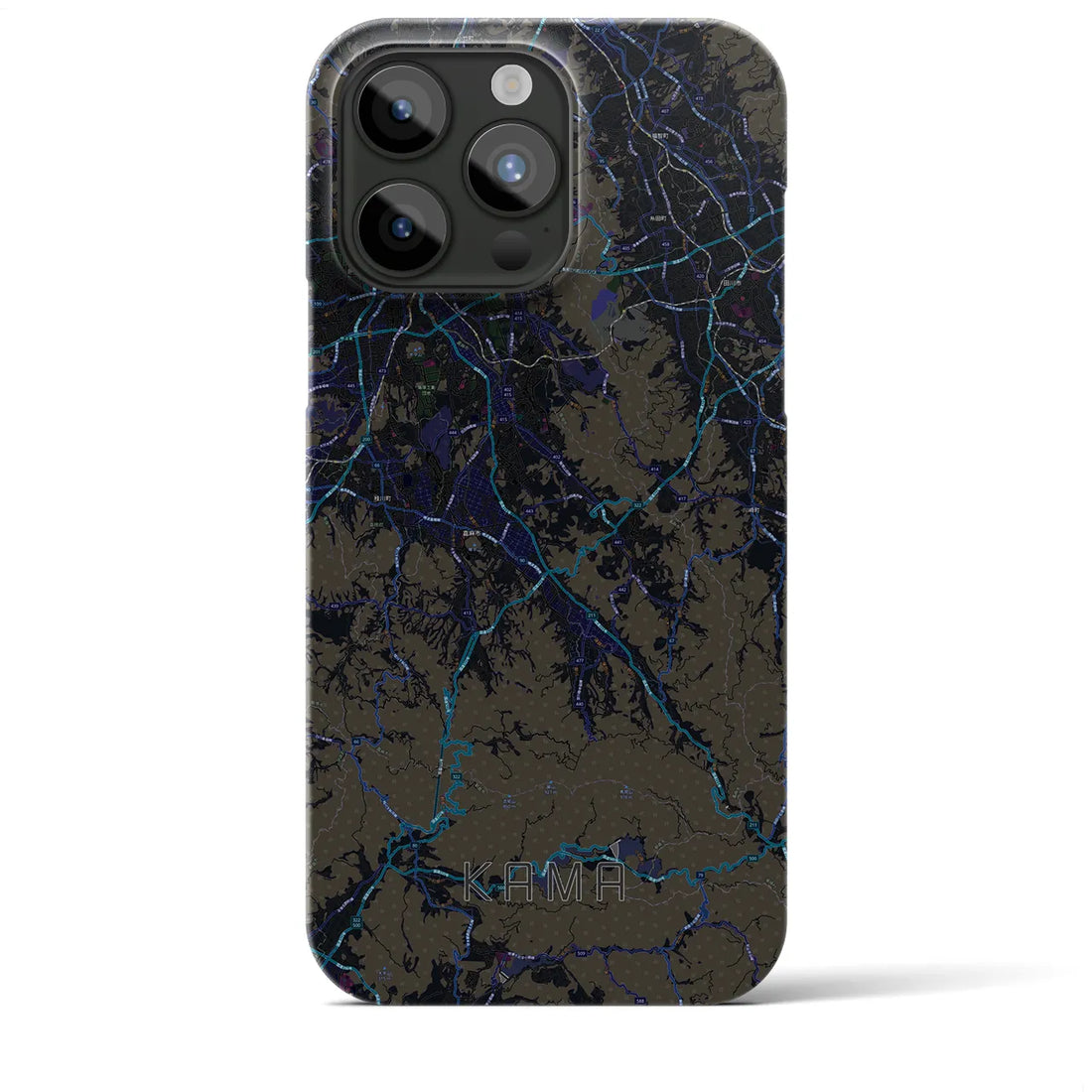 【嘉麻】地図柄iPhoneケース（バックカバータイプ・ブラック）iPhone 15 Pro Max 用