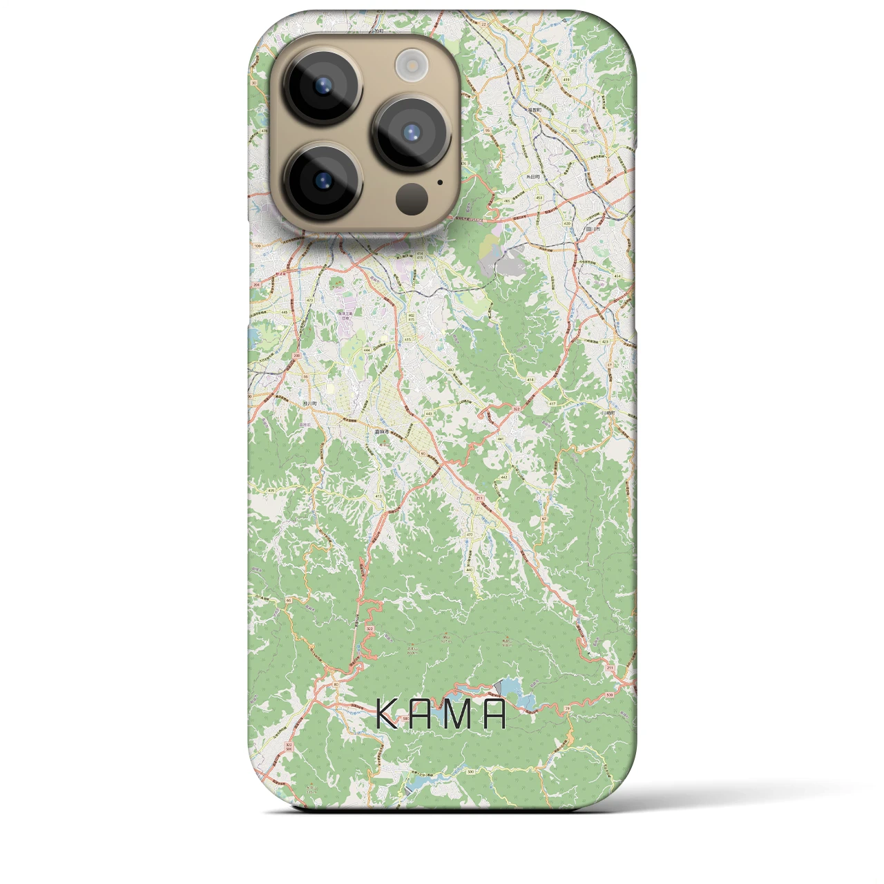 【嘉麻】地図柄iPhoneケース（バックカバータイプ・ナチュラル）iPhone 14 Pro Max 用