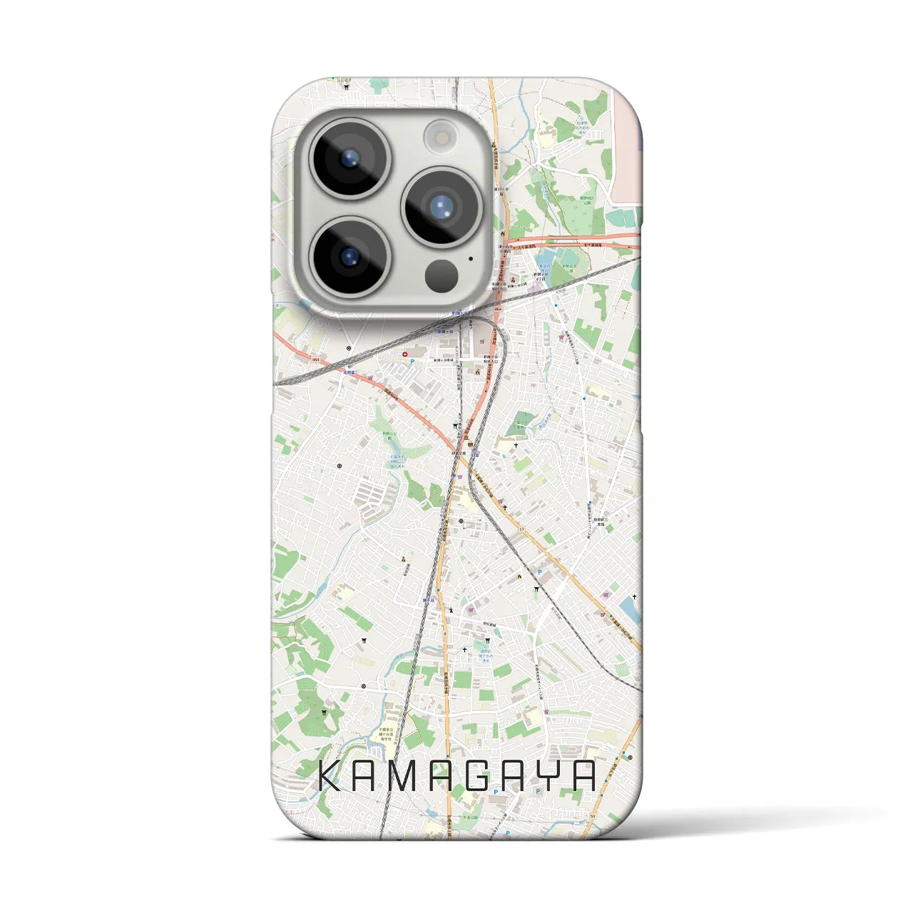 【鎌ケ谷】地図柄iPhoneケース（バックカバータイプ・ナチュラル）iPhone 15 Pro 用