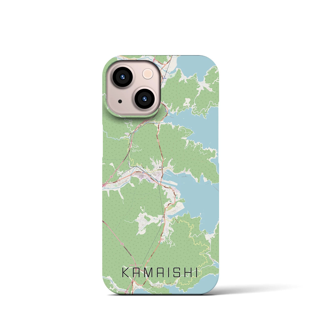 【釜石】地図柄iPhoneケース（バックカバータイプ・ナチュラル）iPhone 13 mini 用