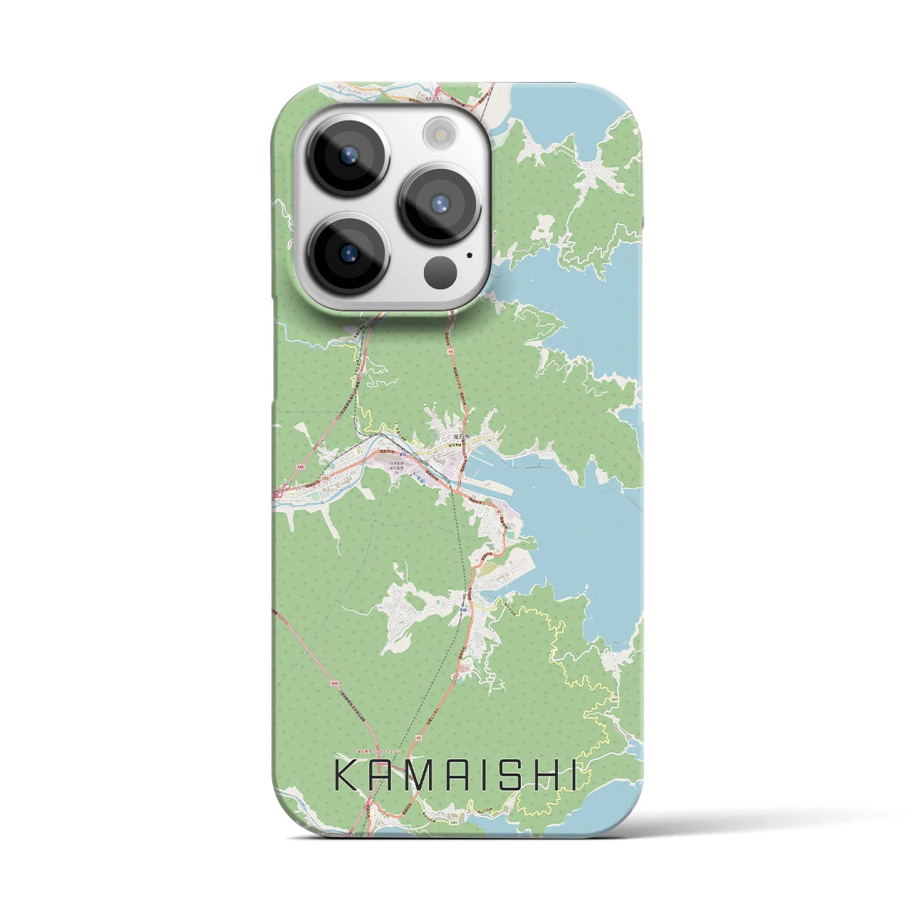 【釜石】地図柄iPhoneケース（バックカバータイプ・ナチュラル）iPhone 14 Pro 用