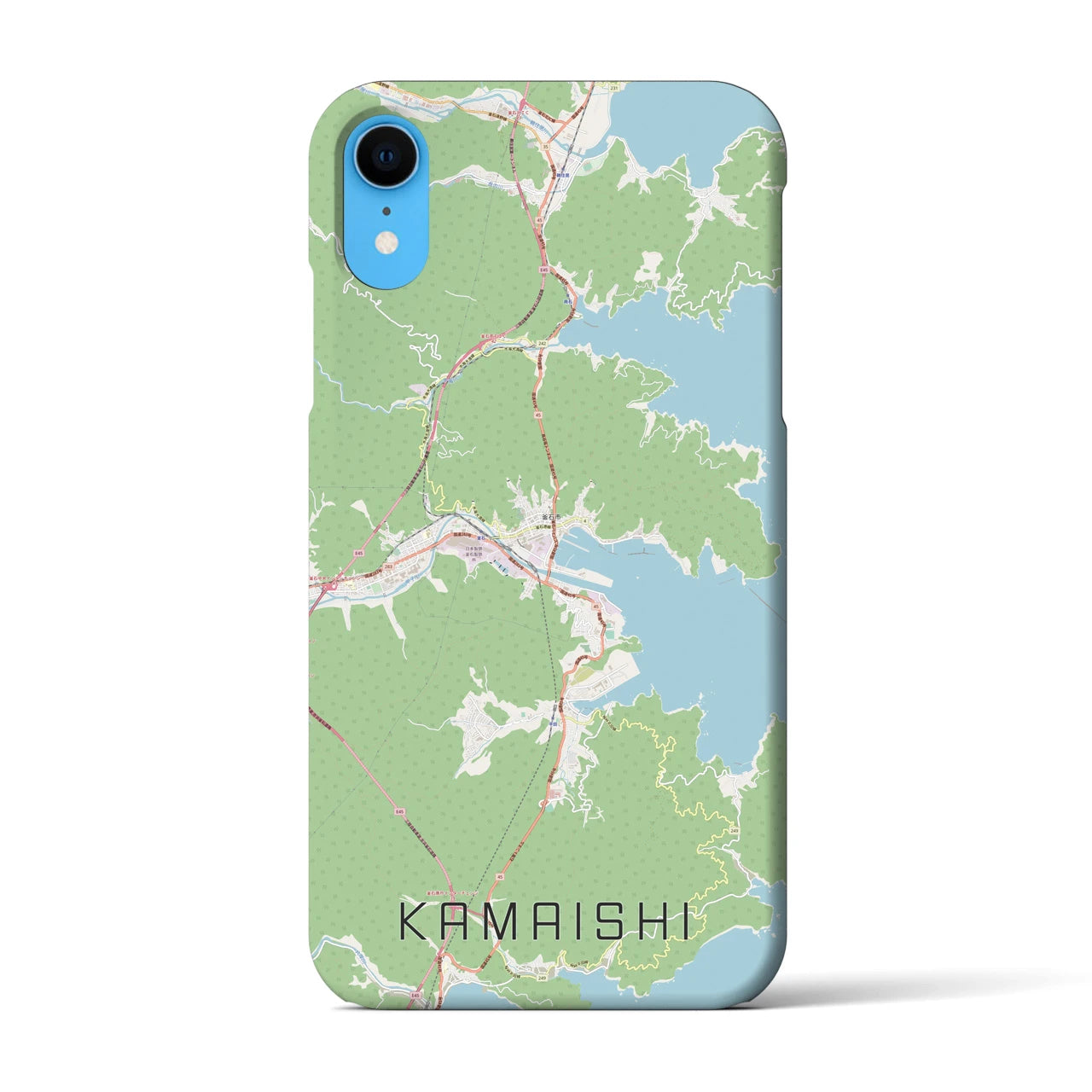 【釜石】地図柄iPhoneケース（バックカバータイプ・ナチュラル）iPhone XR 用