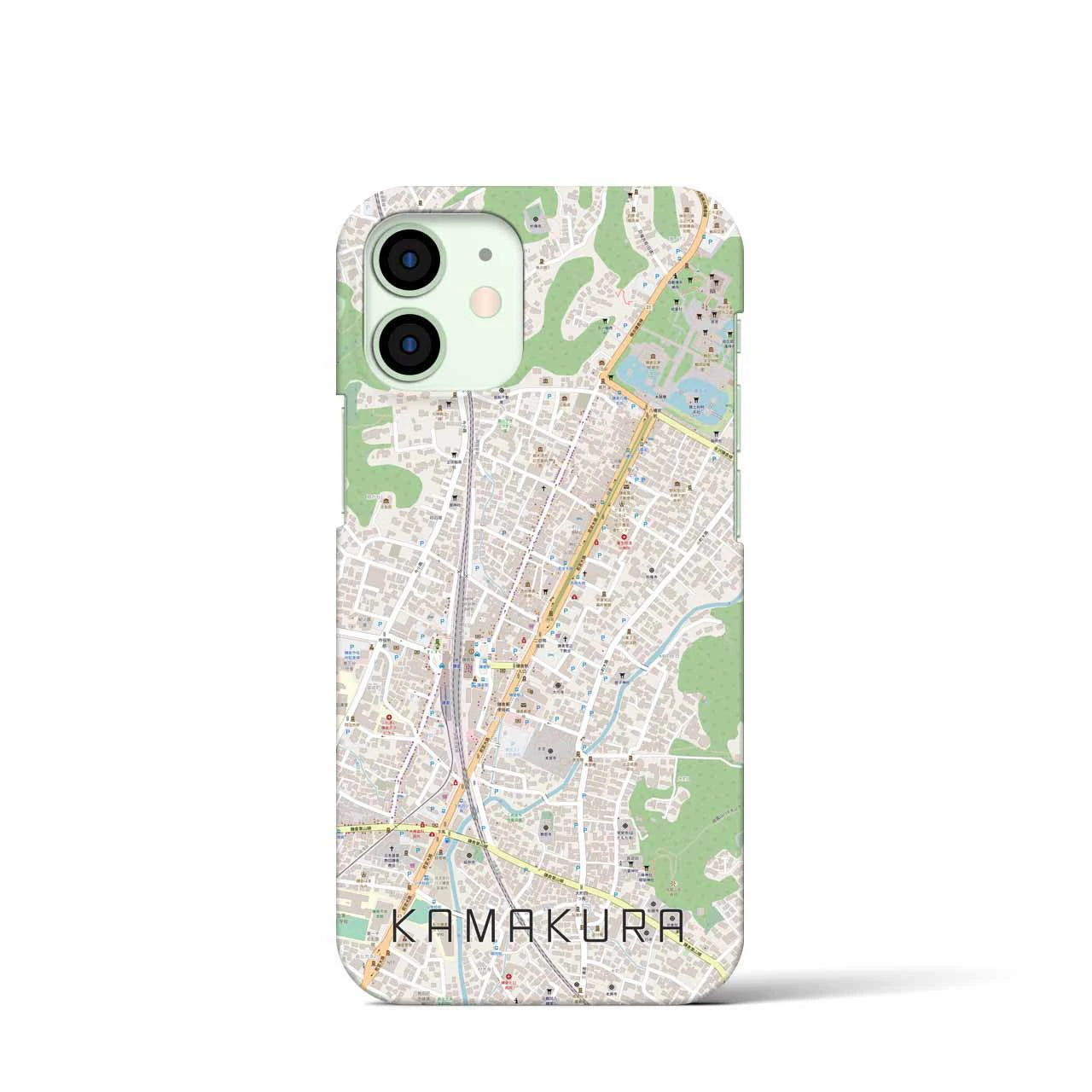 【鎌倉2】地図柄iPhoneケース（バックカバータイプ・ナチュラル）iPhone 12 mini 用