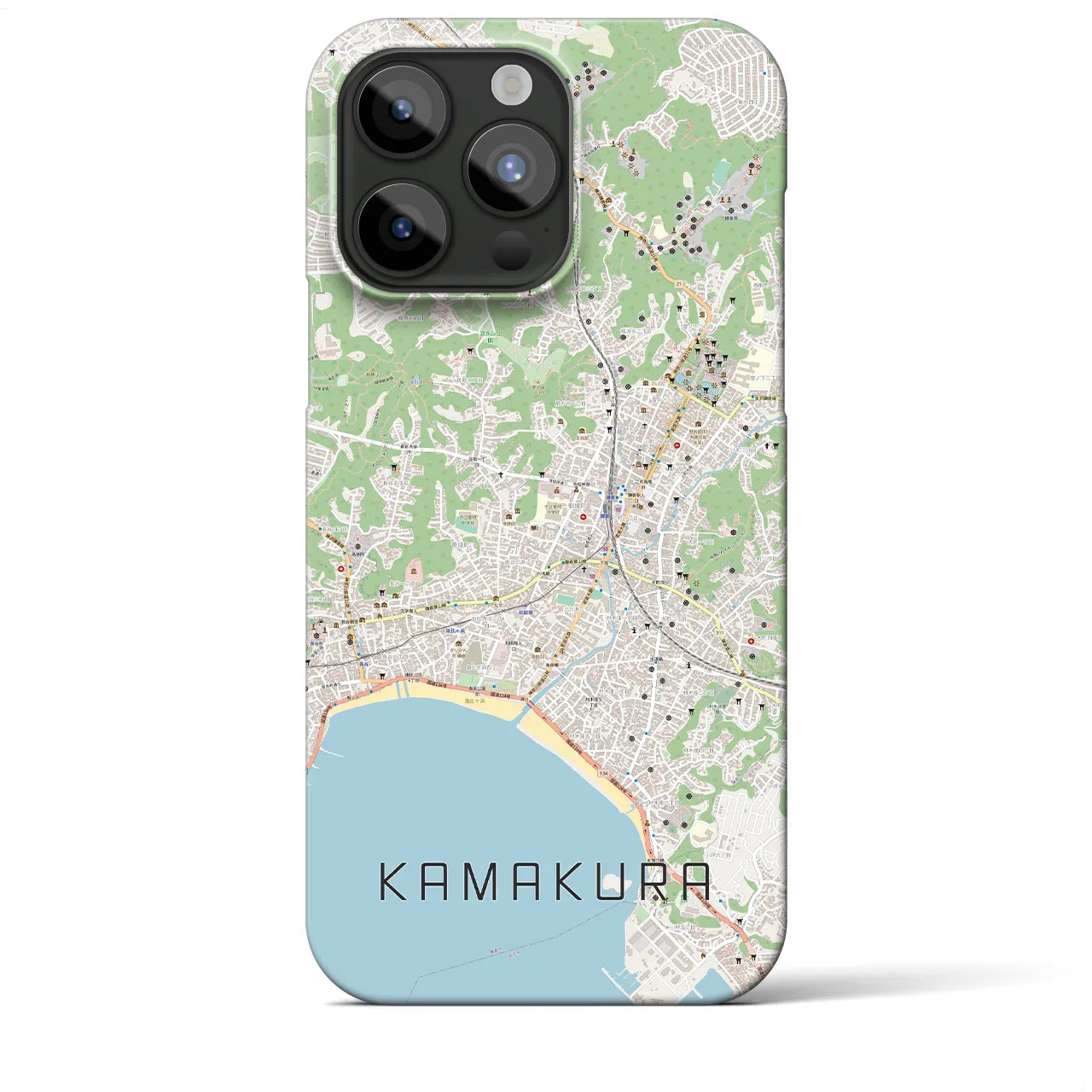【鎌倉】地図柄iPhoneケース（バックカバータイプ・ナチュラル）iPhone 15 Pro Max 用