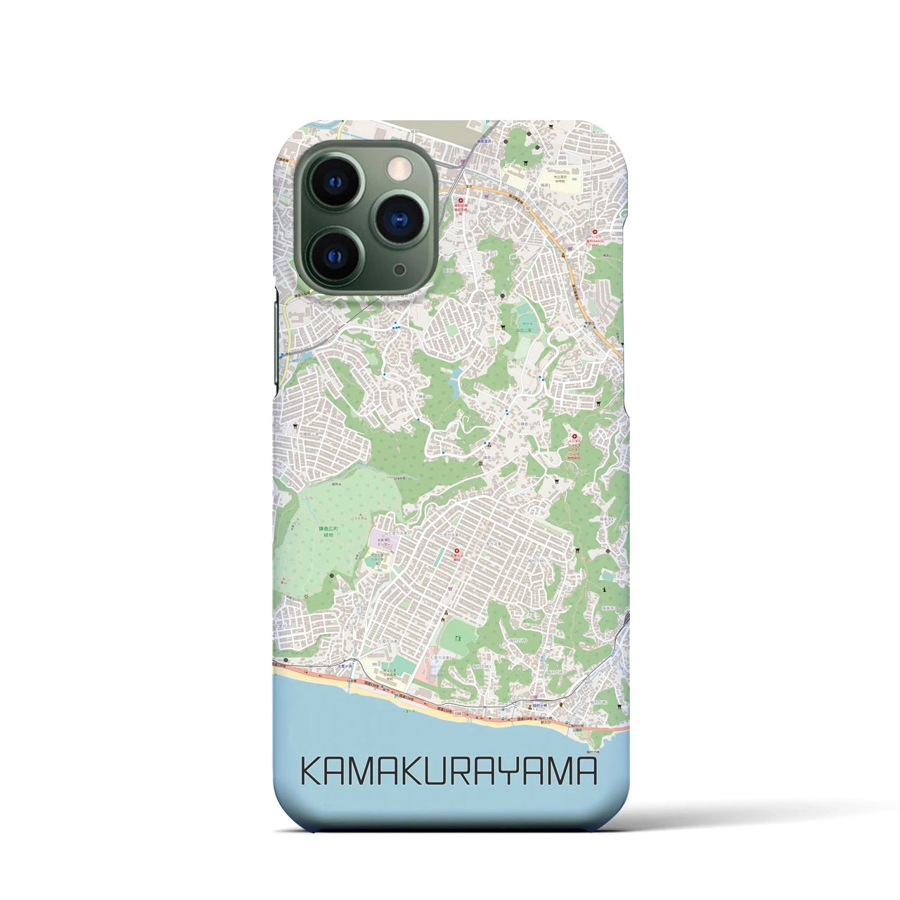 【鎌倉山】地図柄iPhoneケース（バックカバータイプ・ナチュラル）iPhone 11 Pro 用