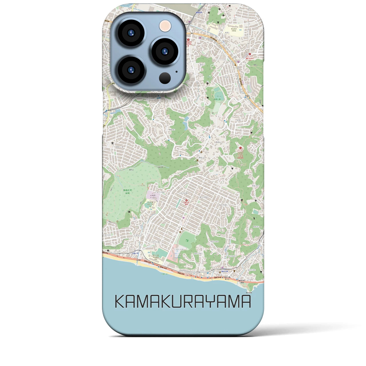 【鎌倉山】地図柄iPhoneケース（バックカバータイプ・ナチュラル）iPhone 13 Pro Max 用