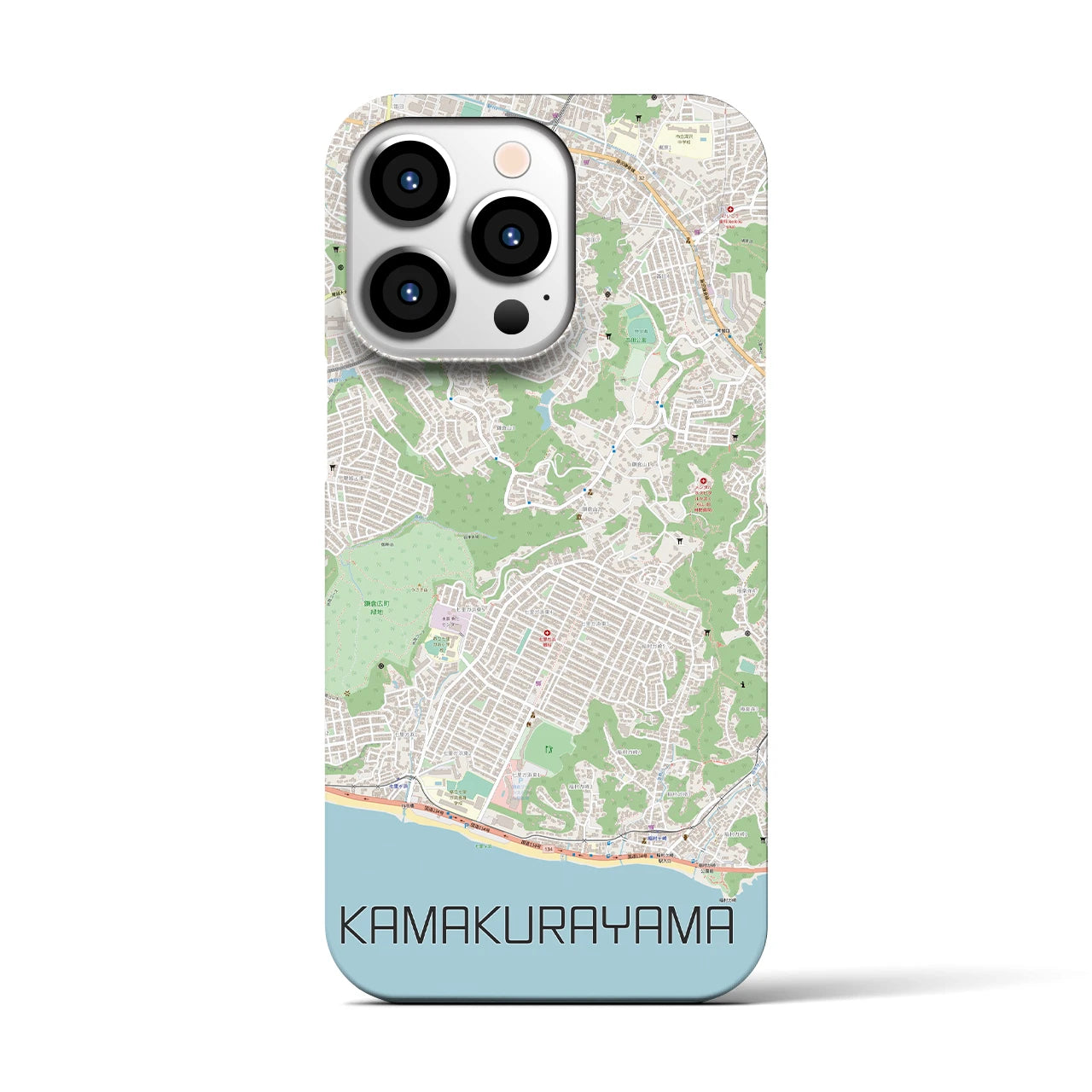 【鎌倉山】地図柄iPhoneケース（バックカバータイプ・ナチュラル）iPhone 13 Pro 用