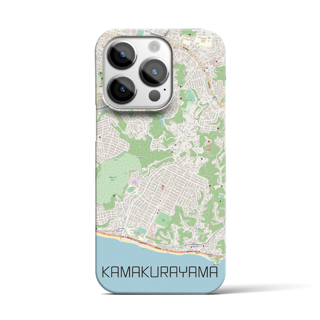 【鎌倉山】地図柄iPhoneケース（バックカバータイプ・ナチュラル）iPhone 14 Pro 用
