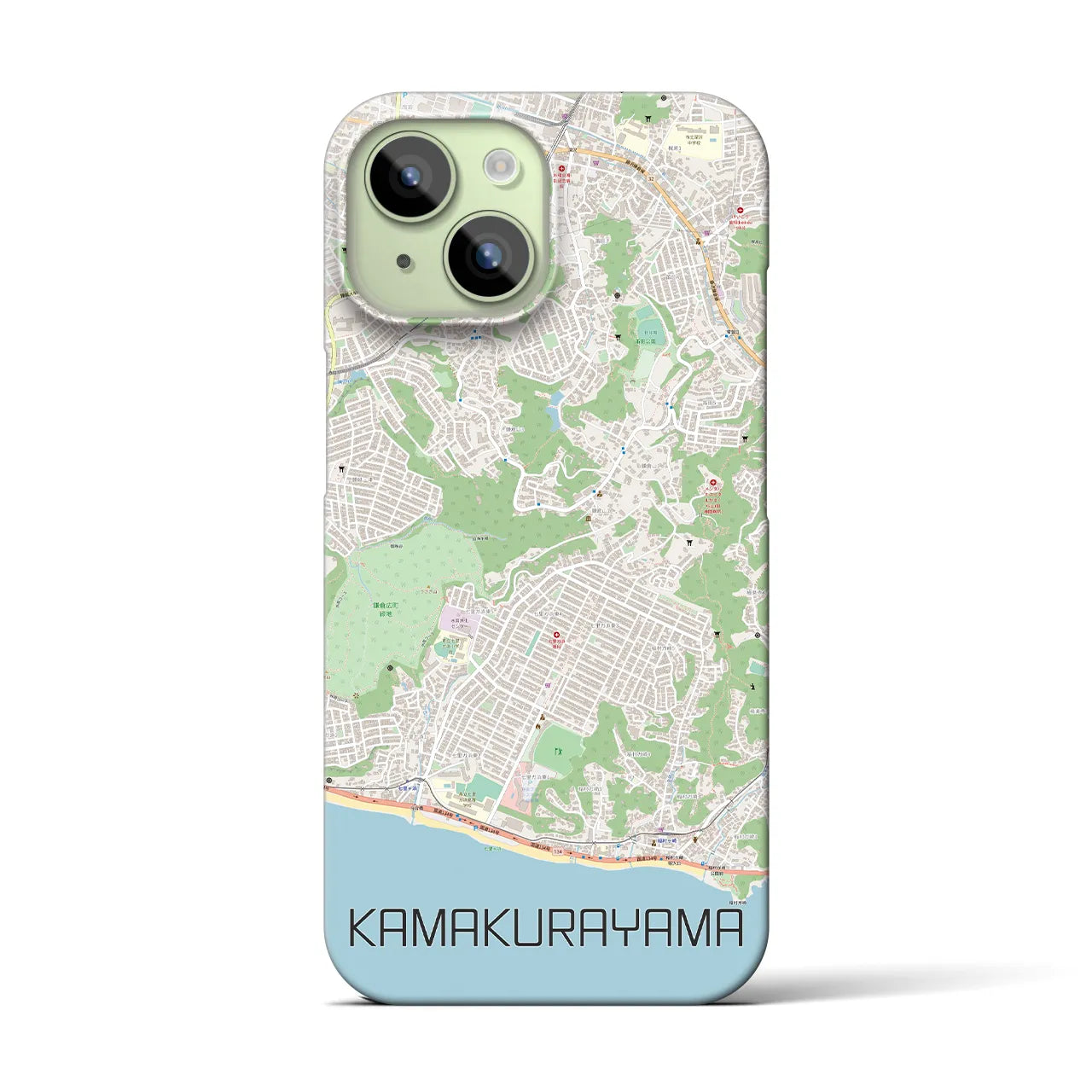 【鎌倉山】地図柄iPhoneケース（バックカバータイプ・ナチュラル）iPhone 15 用