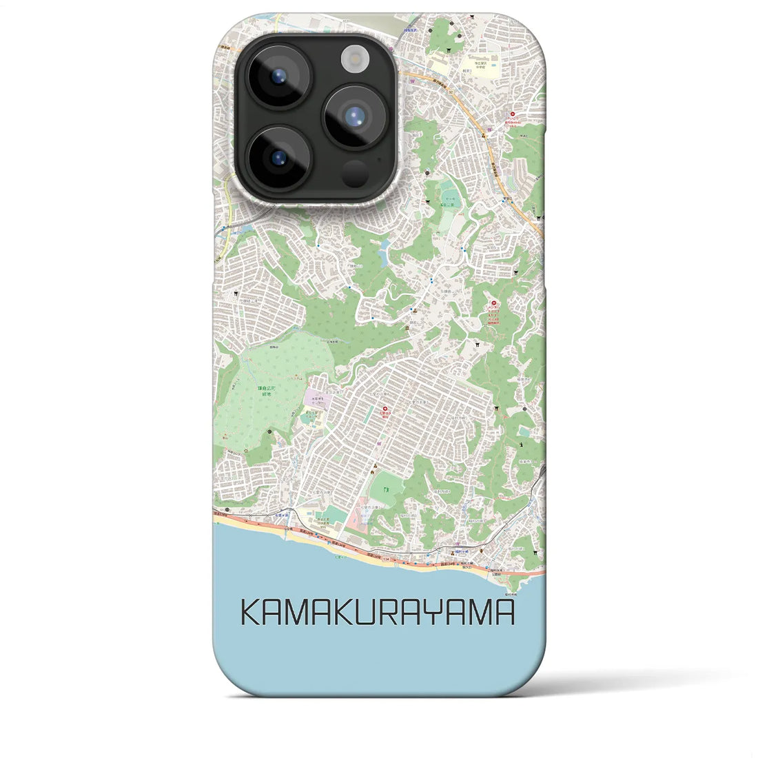 【鎌倉山】地図柄iPhoneケース（バックカバータイプ・ナチュラル）iPhone 15 Pro Max 用