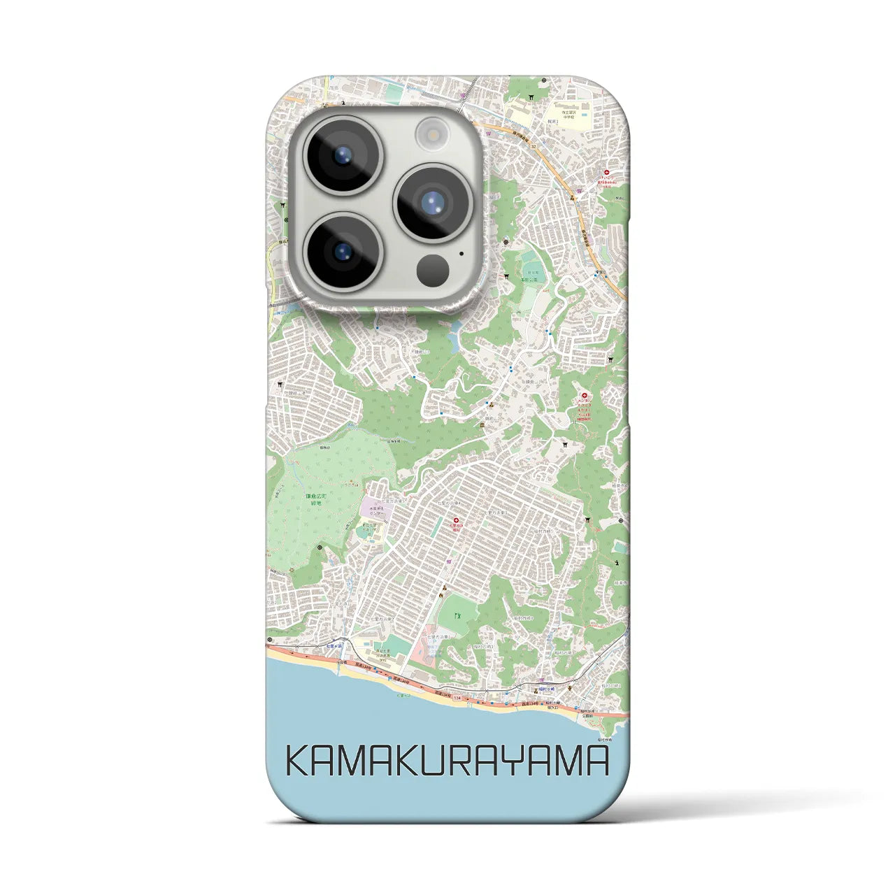 【鎌倉山】地図柄iPhoneケース（バックカバータイプ・ナチュラル）iPhone 15 Pro 用