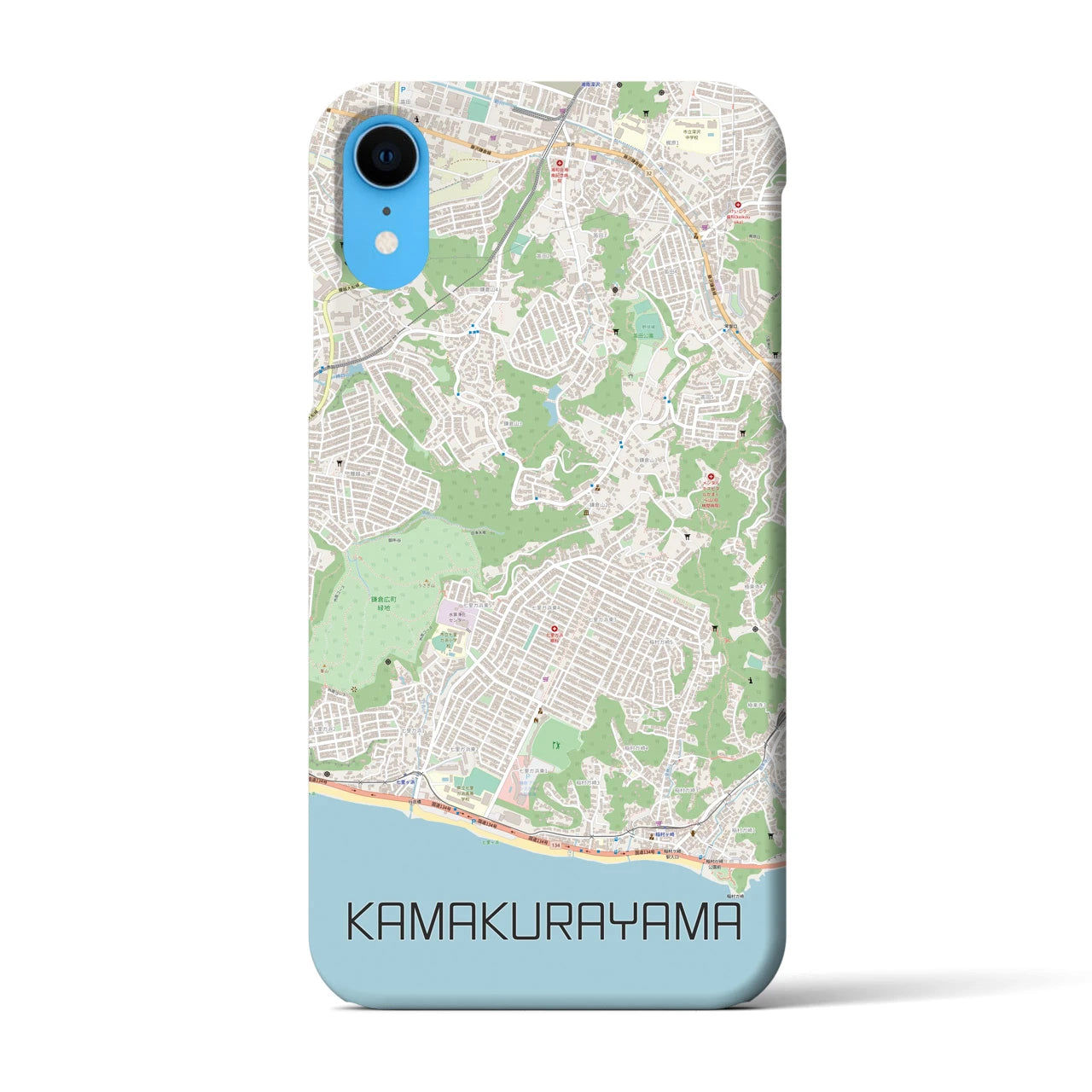 【鎌倉山】地図柄iPhoneケース（バックカバータイプ・ナチュラル）iPhone XR 用