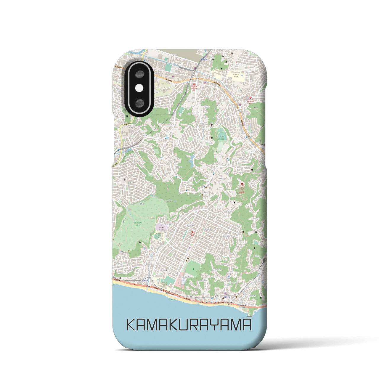 【鎌倉山】地図柄iPhoneケース（バックカバータイプ・ナチュラル）iPhone XS / X 用