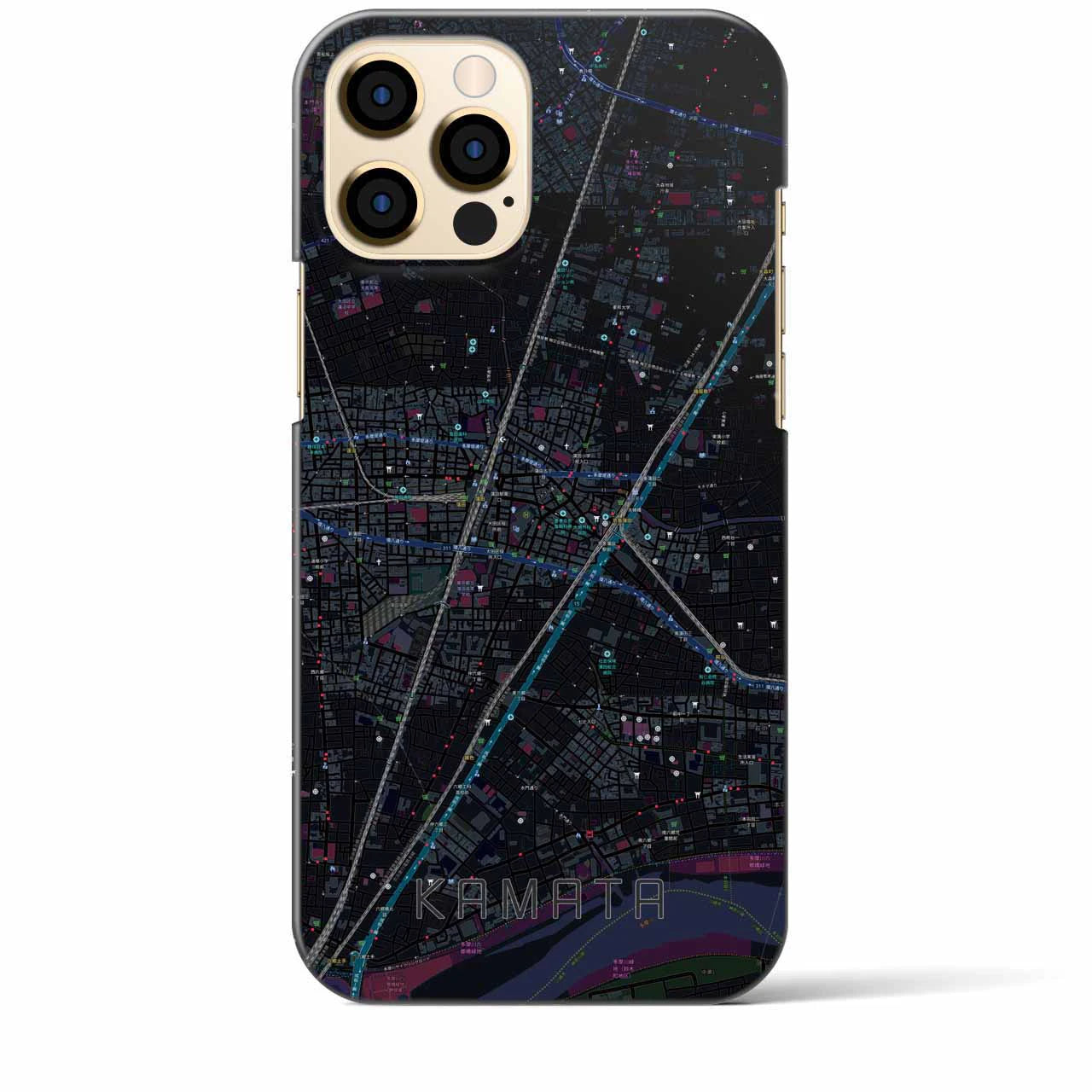 【蒲田】地図柄iPhoneケース（バックカバータイプ・ブラック）iPhone 12 Pro Max 用