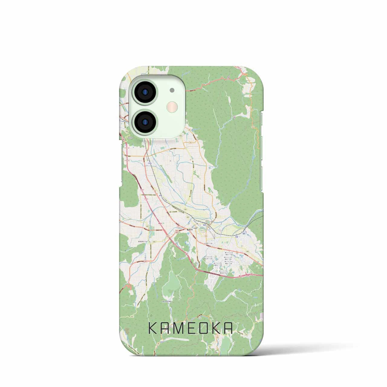 【亀岡】地図柄iPhoneケース（バックカバータイプ・ナチュラル）iPhone 12 mini 用