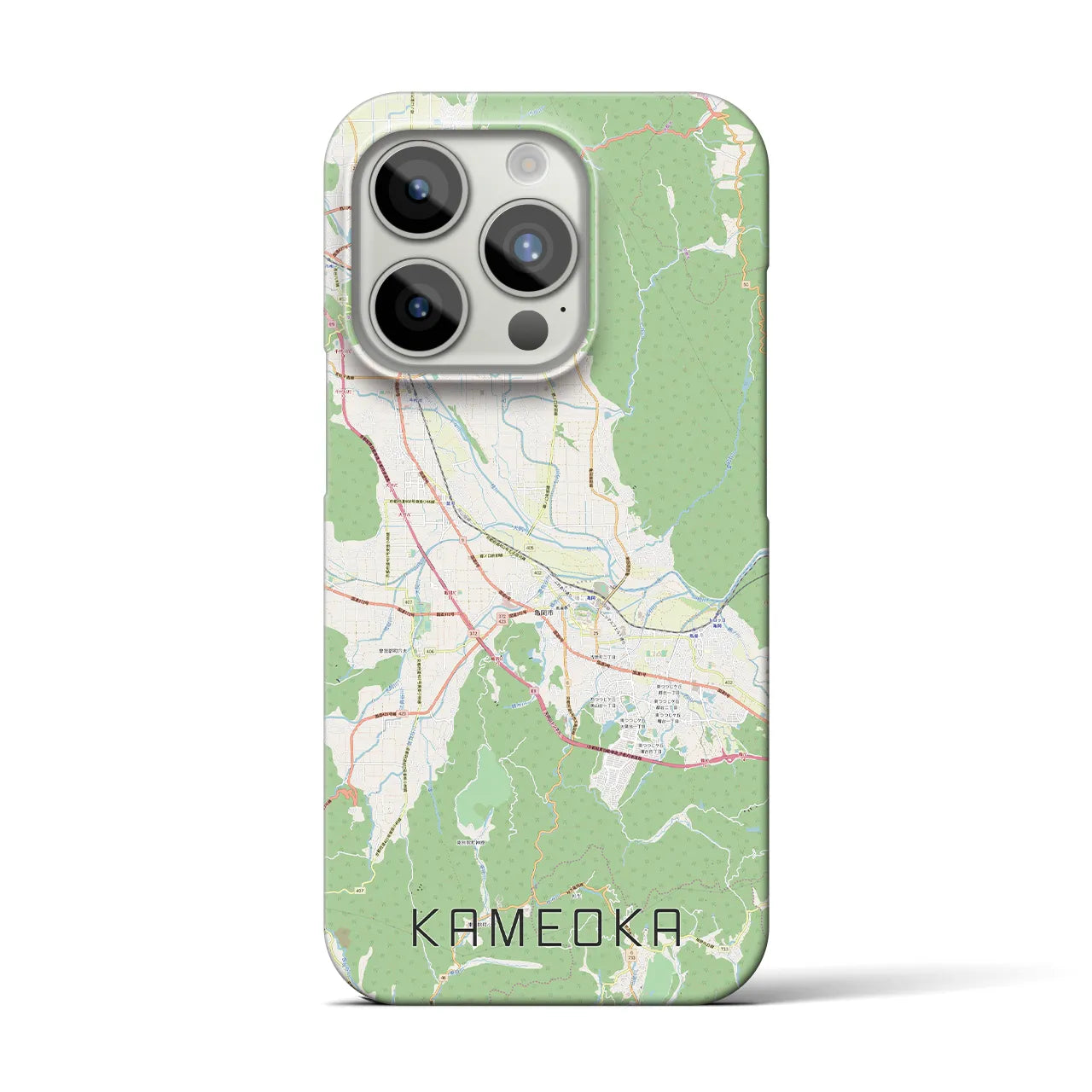 【亀岡】地図柄iPhoneケース（バックカバータイプ・ナチュラル）iPhone 15 Pro 用