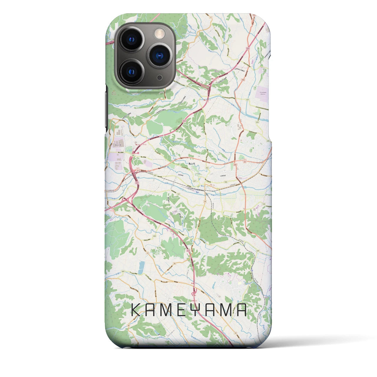 【亀山】地図柄iPhoneケース（バックカバータイプ・ナチュラル）iPhone 11 Pro Max 用