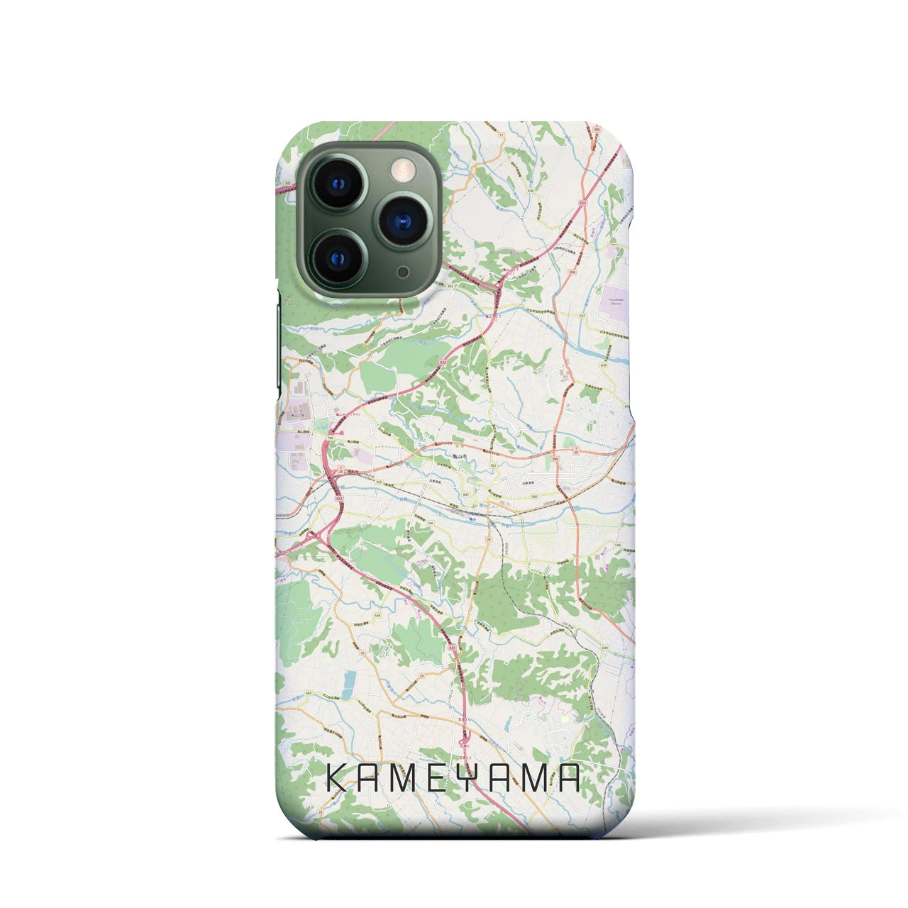 【亀山】地図柄iPhoneケース（バックカバータイプ・ナチュラル）iPhone 11 Pro 用