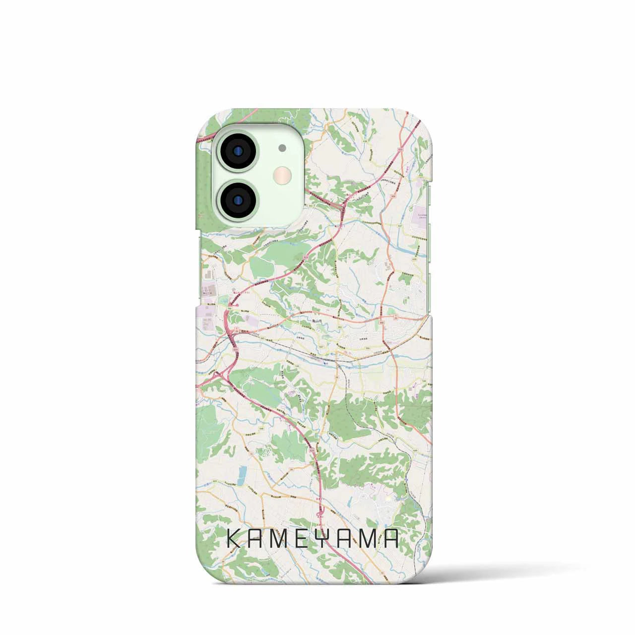 【亀山】地図柄iPhoneケース（バックカバータイプ・ナチュラル）iPhone 12 mini 用