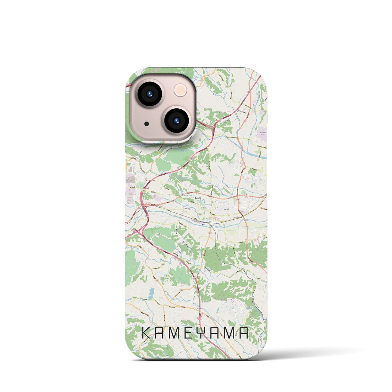 【亀山】地図柄iPhoneケース（バックカバータイプ・ナチュラル）iPhone 13 mini 用