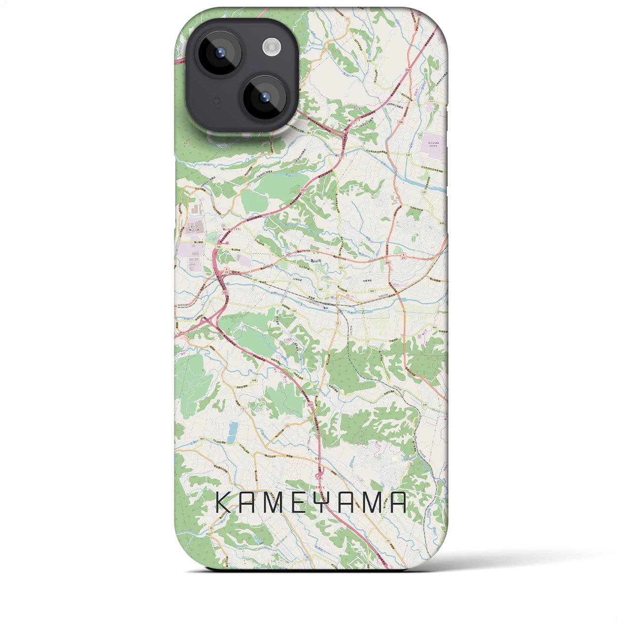 【亀山】地図柄iPhoneケース（バックカバータイプ・ナチュラル）iPhone 14 Plus 用