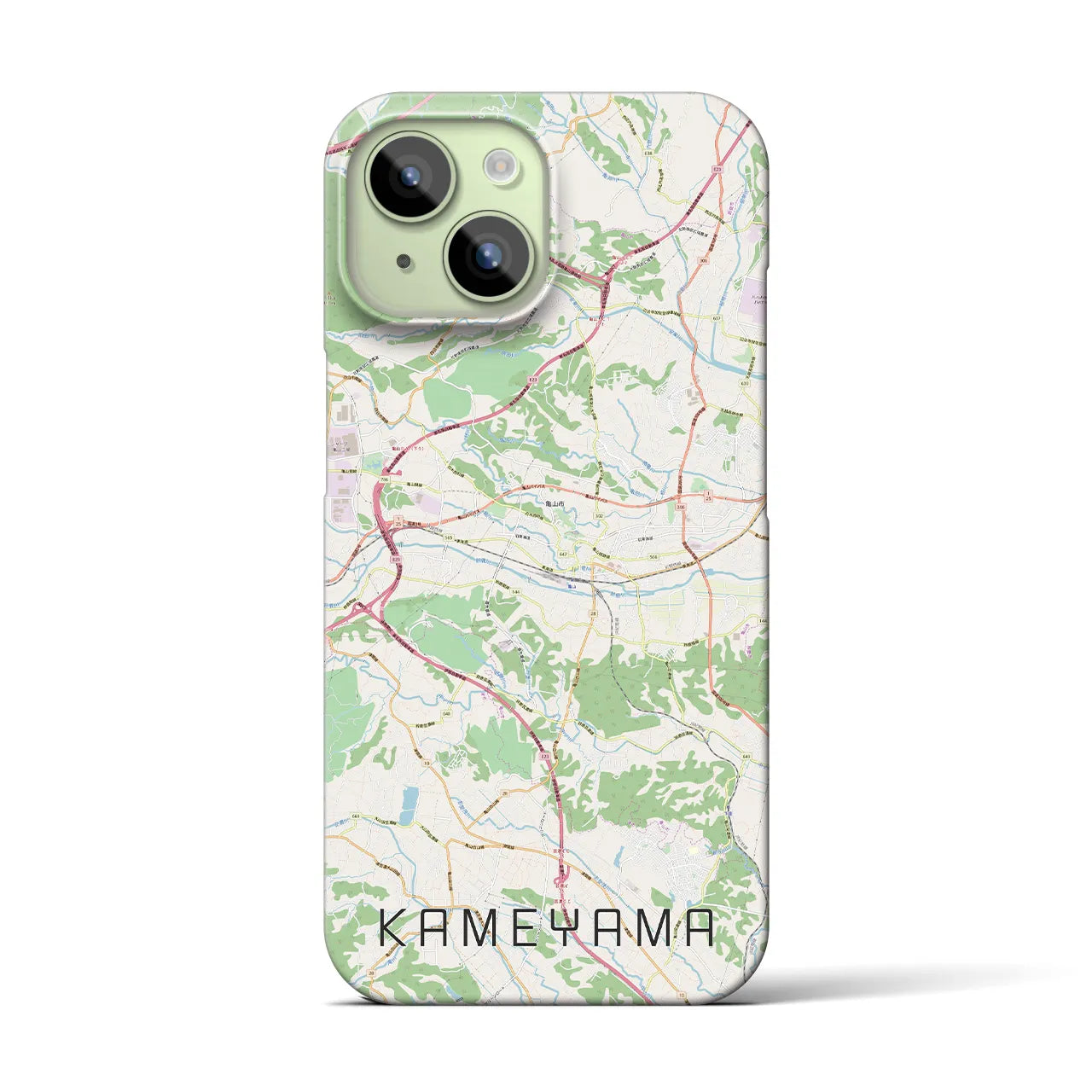 【亀山】地図柄iPhoneケース（バックカバータイプ・ナチュラル）iPhone 15 用