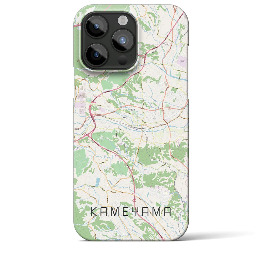 【亀山】地図柄iPhoneケース（バックカバータイプ・ナチュラル）iPhone 15 Pro Max 用