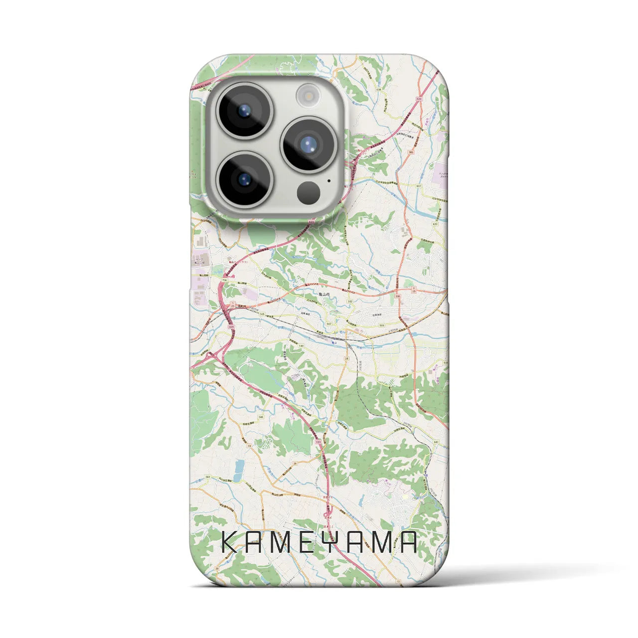 【亀山】地図柄iPhoneケース（バックカバータイプ・ナチュラル）iPhone 15 Pro 用