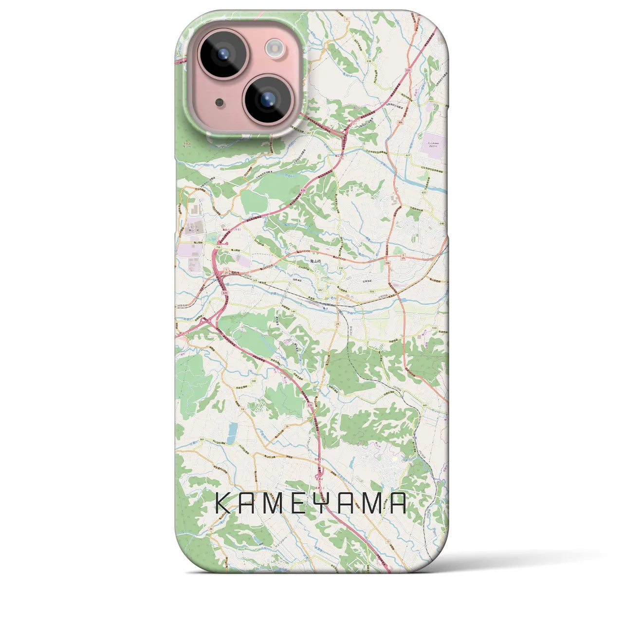 【亀山】地図柄iPhoneケース（バックカバータイプ・ナチュラル）iPhone 15 Plus 用