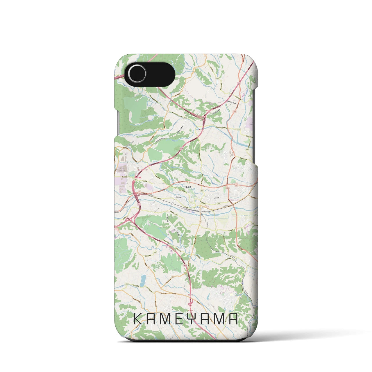 【亀山】地図柄iPhoneケース（バックカバータイプ・ナチュラル）iPhone SE（第3 / 第2世代） / 8 / 7 / 6s / 6 用