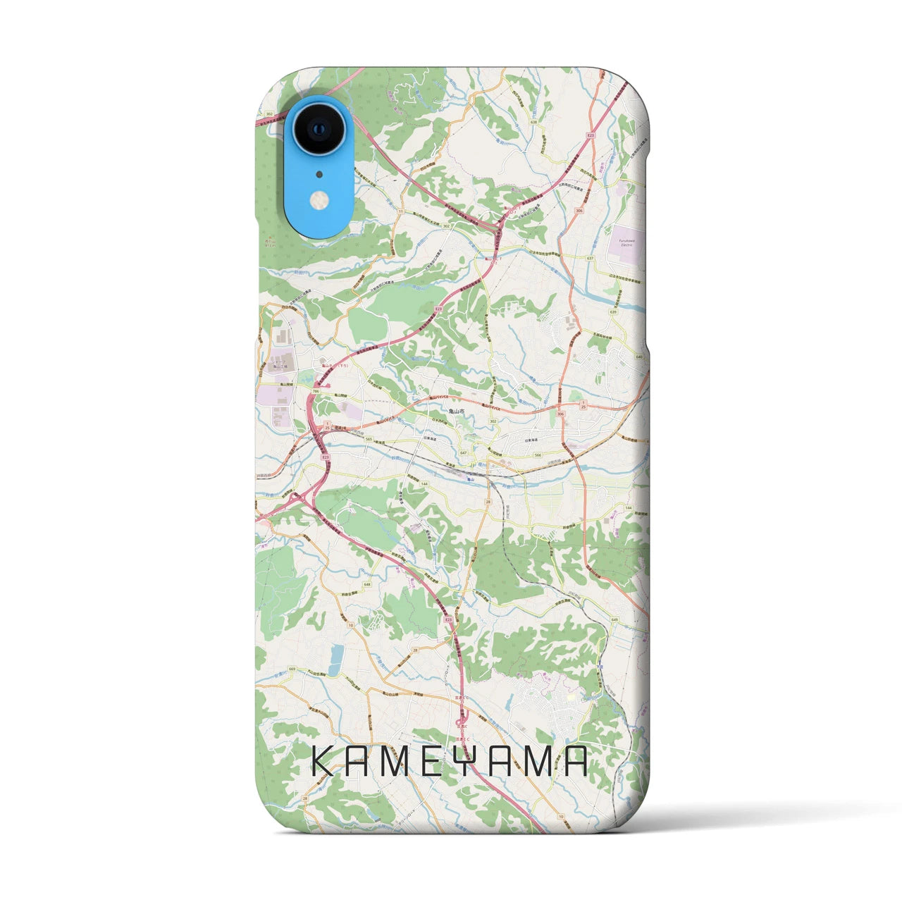 【亀山】地図柄iPhoneケース（バックカバータイプ・ナチュラル）iPhone XR 用