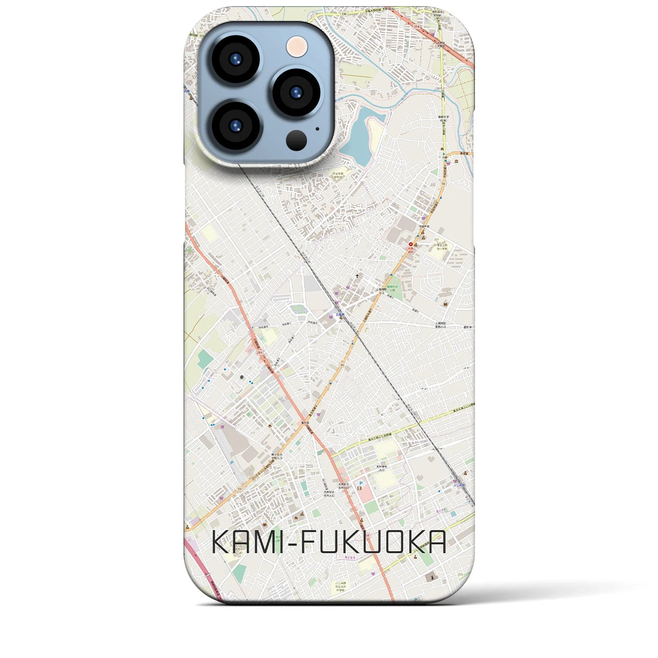 【上福岡】地図柄iPhoneケース（バックカバータイプ・ナチュラル）iPhone 13 Pro Max 用