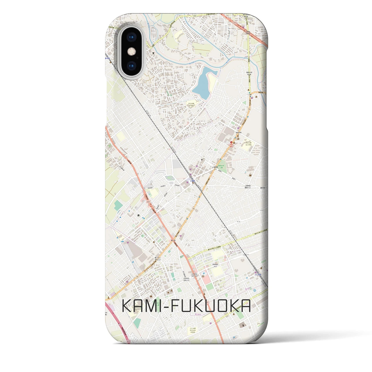 【上福岡】地図柄iPhoneケース（バックカバータイプ・ナチュラル）iPhone XS Max 用