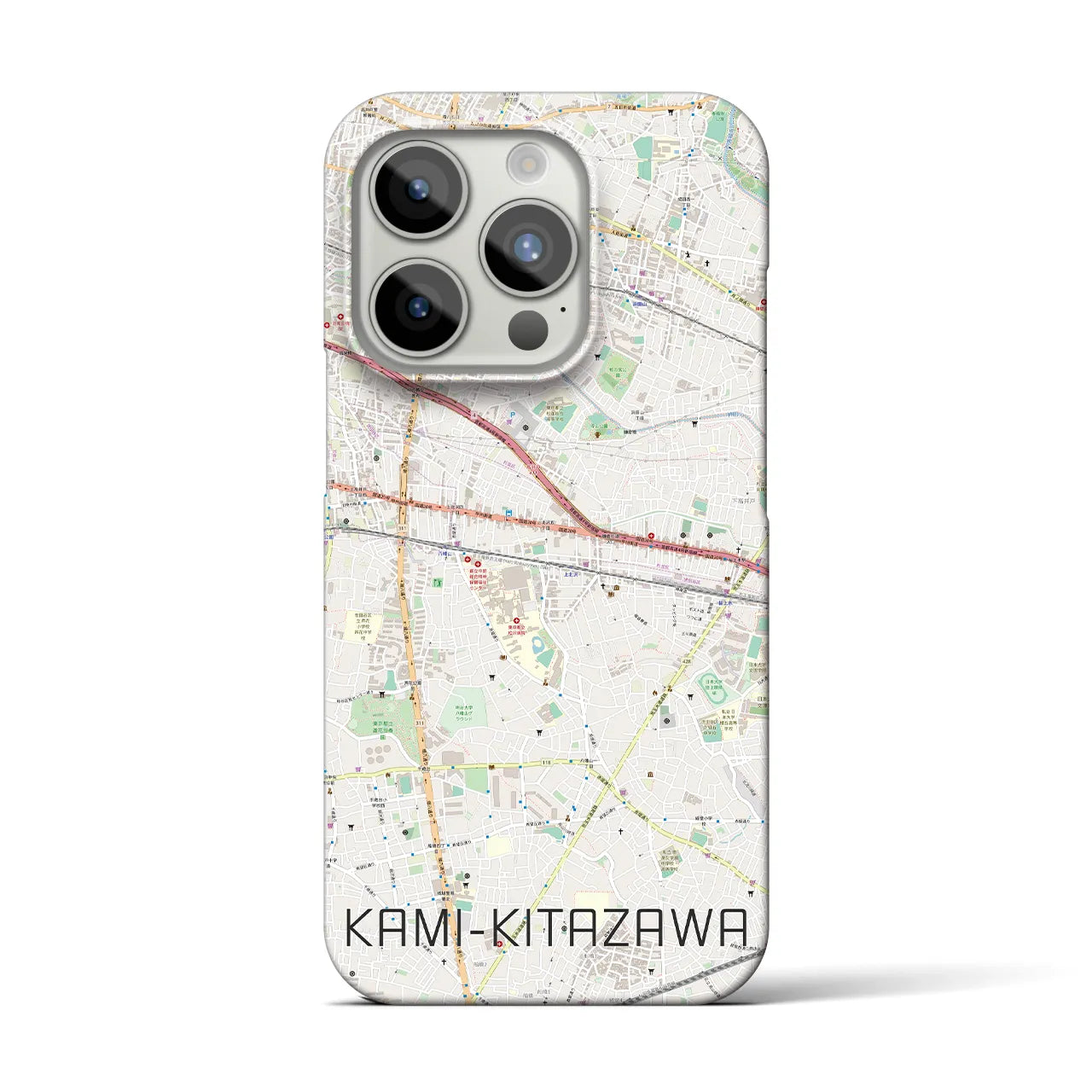 【上北沢】地図柄iPhoneケース（バックカバータイプ・ナチュラル）iPhone 15 Pro 用