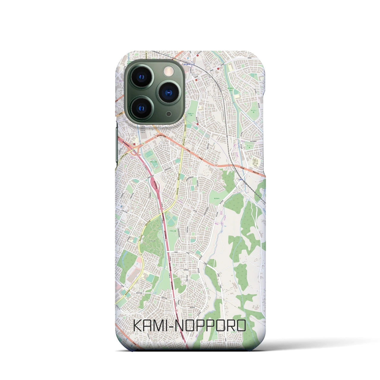 【上野幌】地図柄iPhoneケース（バックカバータイプ・ナチュラル）iPhone 11 Pro 用