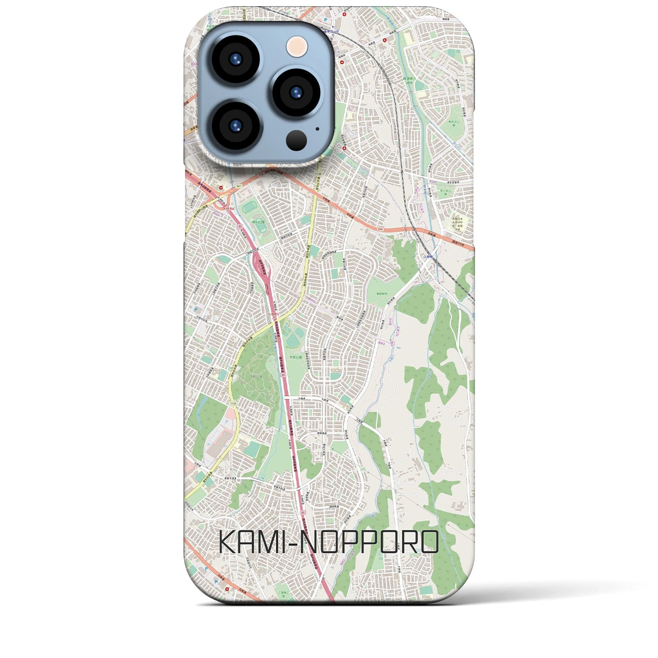 【上野幌】地図柄iPhoneケース（バックカバータイプ・ナチュラル）iPhone 13 Pro Max 用
