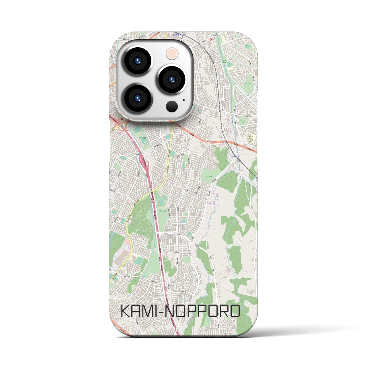 【上野幌】地図柄iPhoneケース（バックカバータイプ・ナチュラル）iPhone 13 Pro 用