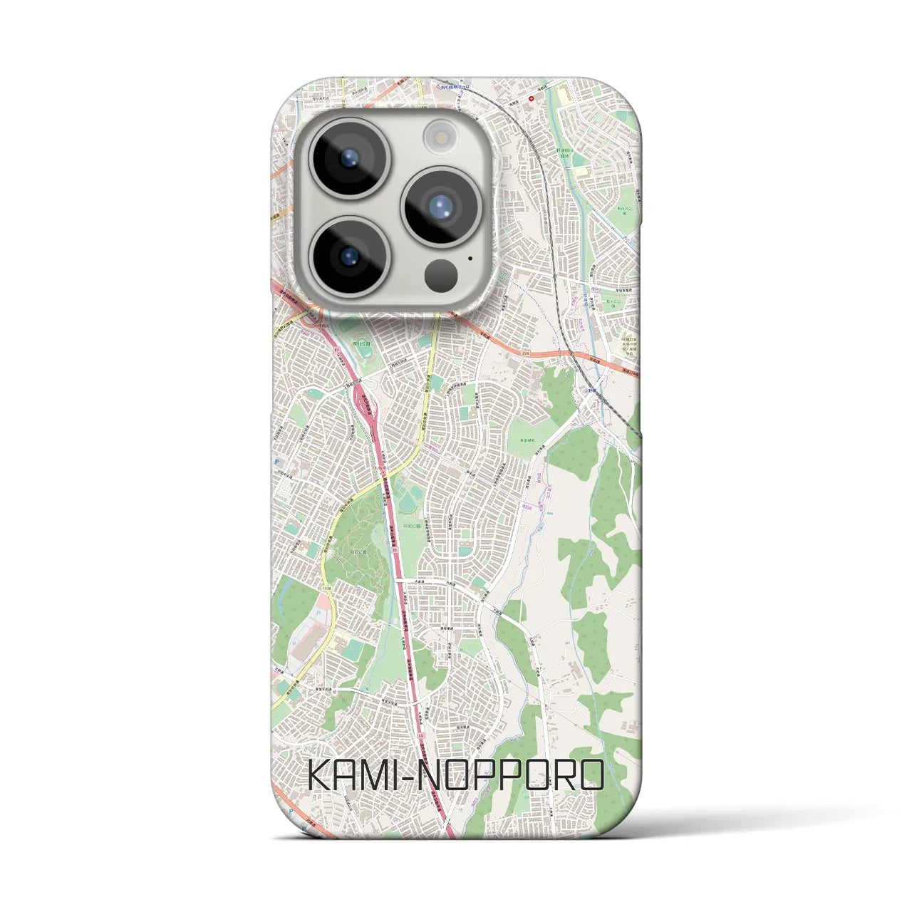 【上野幌】地図柄iPhoneケース（バックカバータイプ・ナチュラル）iPhone 15 Pro 用