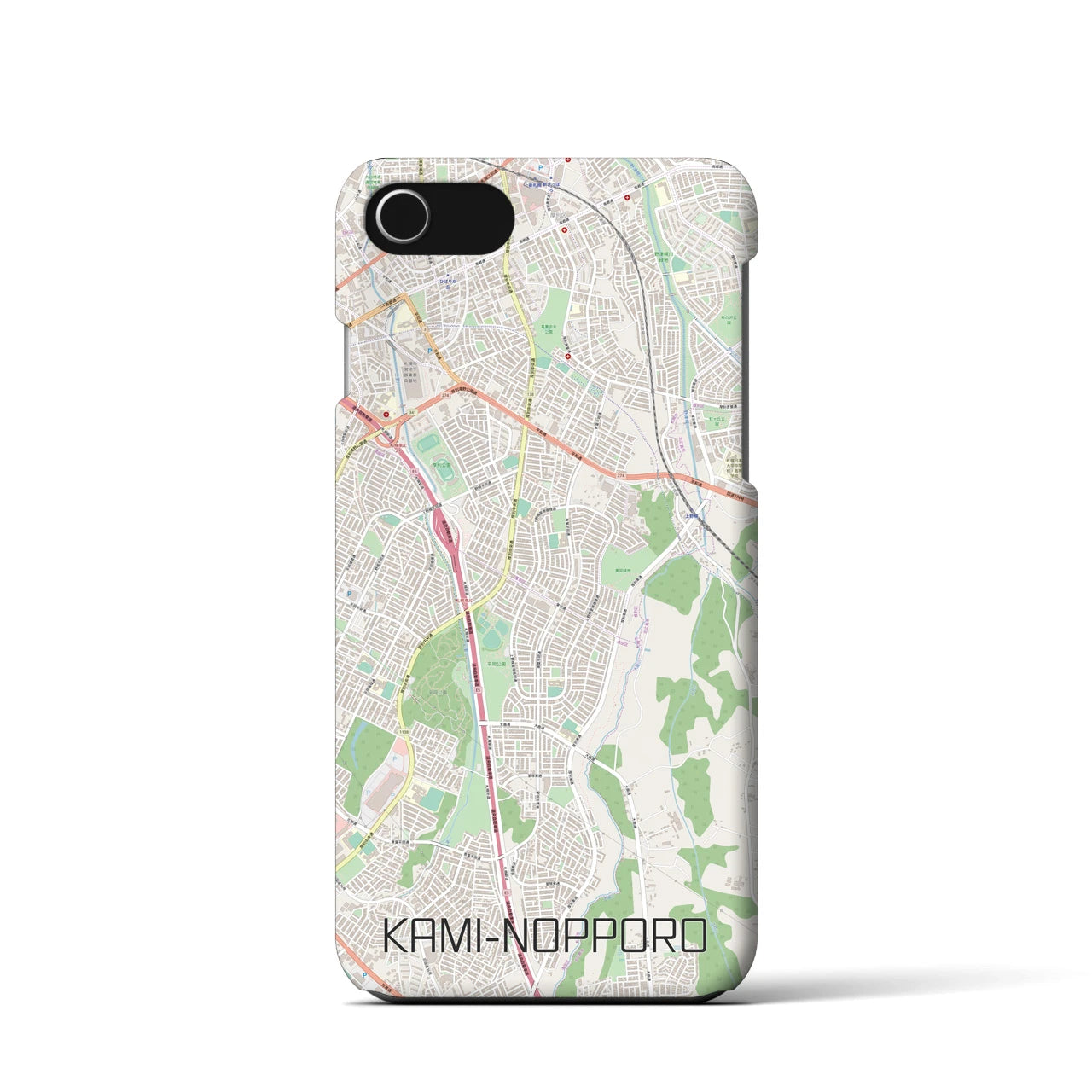 【上野幌】地図柄iPhoneケース（バックカバータイプ・ナチュラル）iPhone SE（第3 / 第2世代） / 8 / 7 / 6s / 6 用