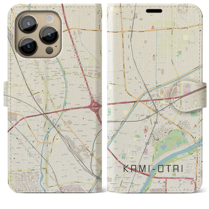 【上小田井】地図柄iPhoneケース（手帳両面タイプ・ナチュラル）iPhone 14 Pro Max 用