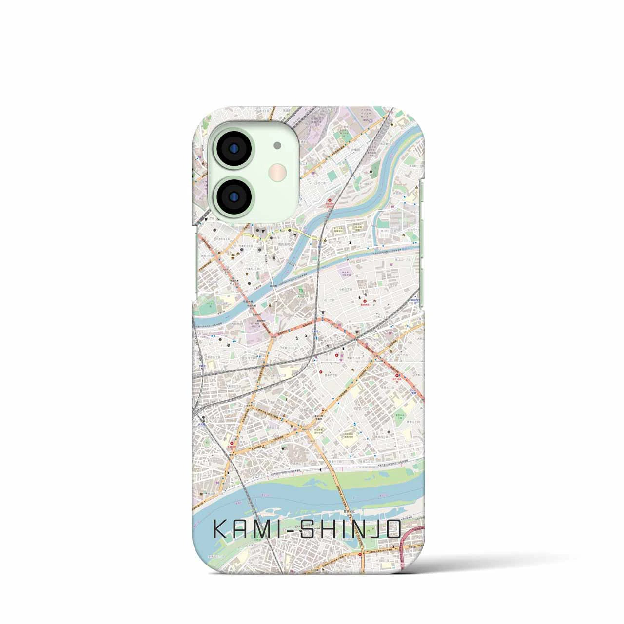 【上新庄】地図柄iPhoneケース（バックカバータイプ・ナチュラル）iPhone 12 mini 用