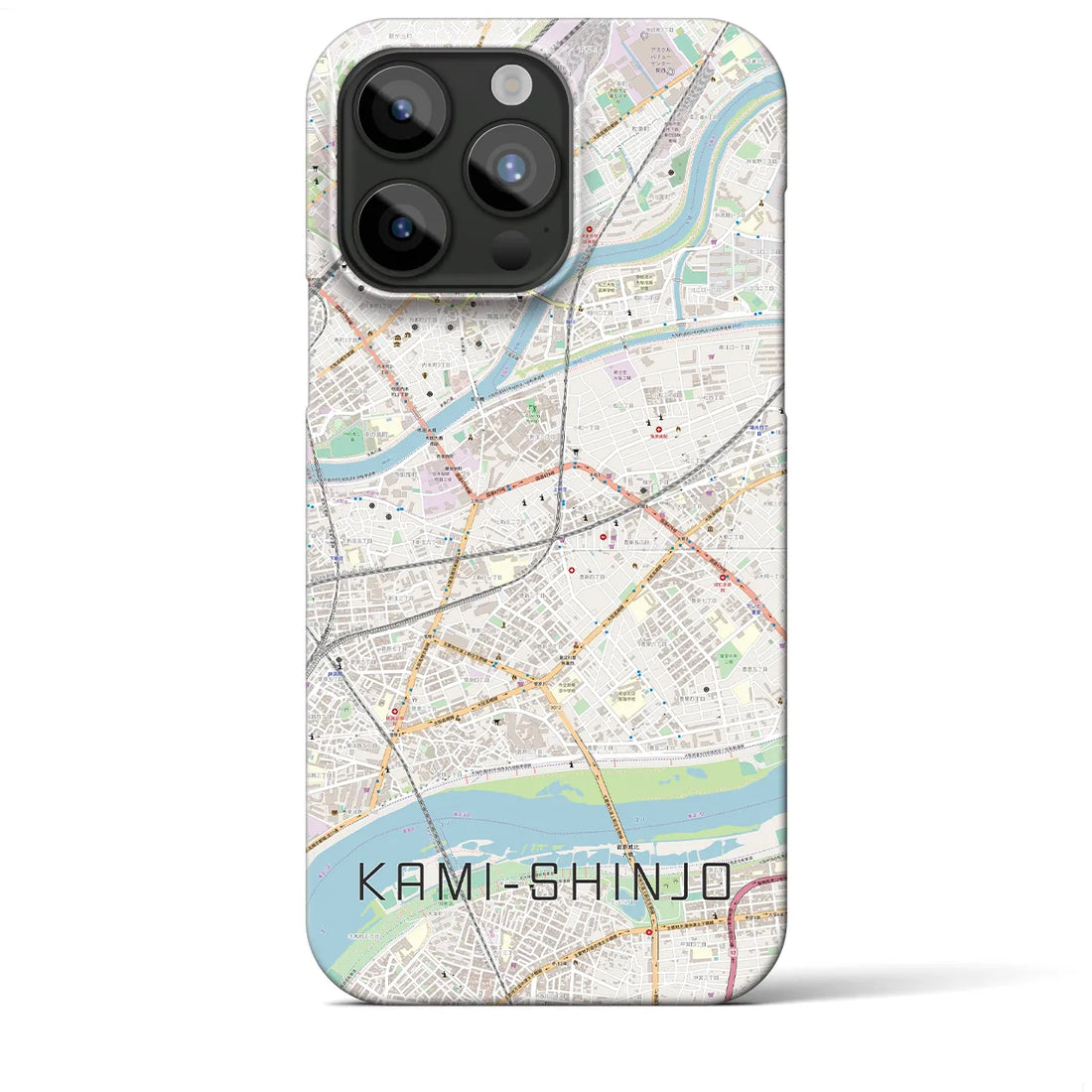 【上新庄】地図柄iPhoneケース（バックカバータイプ・ナチュラル）iPhone 15 Pro Max 用