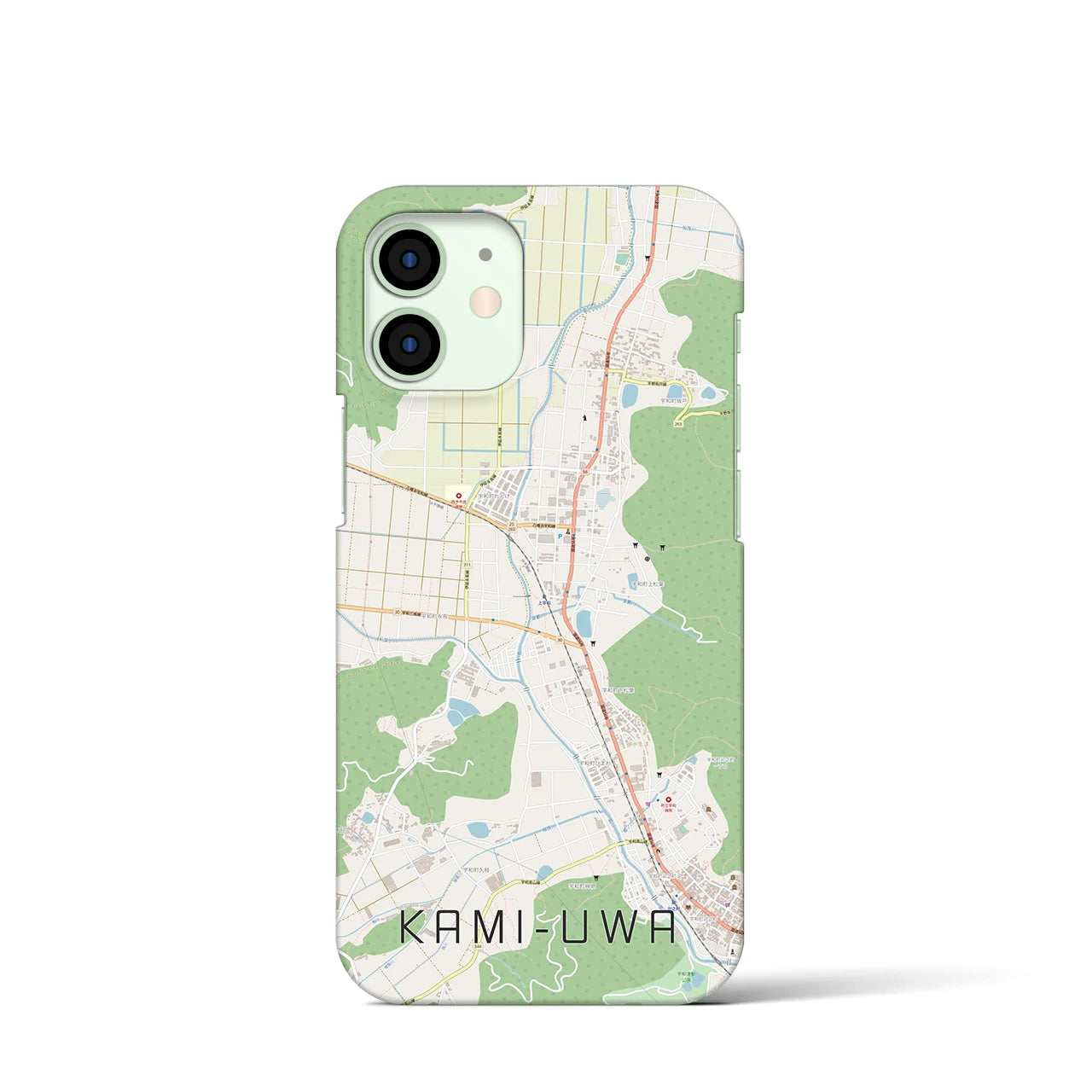 【上宇和】地図柄iPhoneケース（バックカバータイプ・ナチュラル）iPhone 12 mini 用