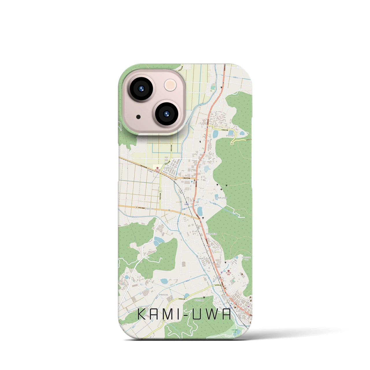 【上宇和】地図柄iPhoneケース（バックカバータイプ・ナチュラル）iPhone 13 mini 用