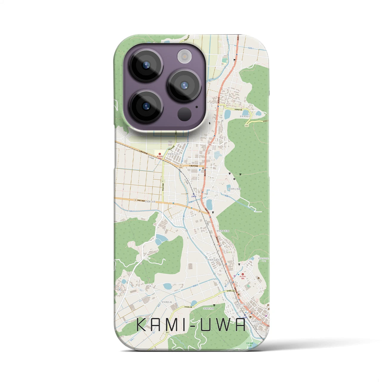 【上宇和】地図柄iPhoneケース（バックカバータイプ・ナチュラル）iPhone 14 Pro 用