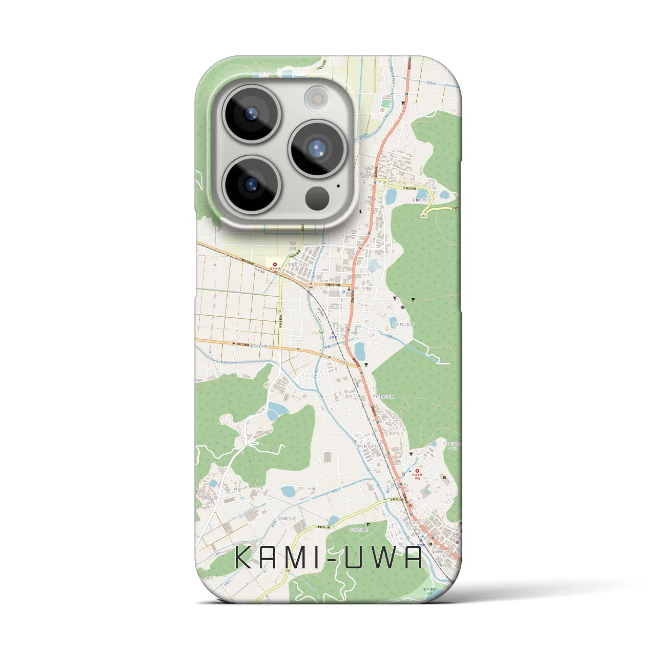 【上宇和】地図柄iPhoneケース（バックカバータイプ・ナチュラル）iPhone 15 Pro 用